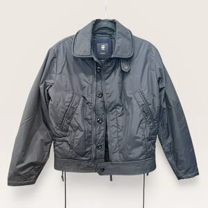 G-Star RAW Vintage Short Jacket Women's Medium Black KRISP Flat Weave NWT /RARE